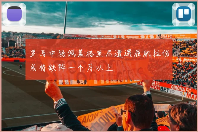 罗马中场佩莱格里尼遭遇屈肌拉伤或将缺阵一个月以上